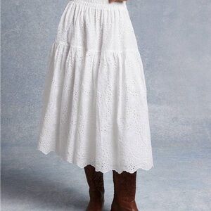 White Eyelet Midi Skirt
